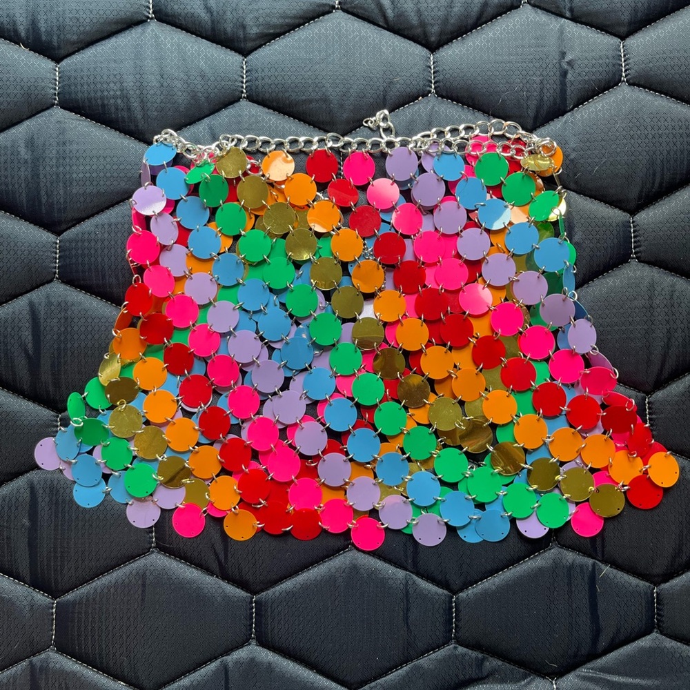 Colorful sequin metal festival or rave skirt